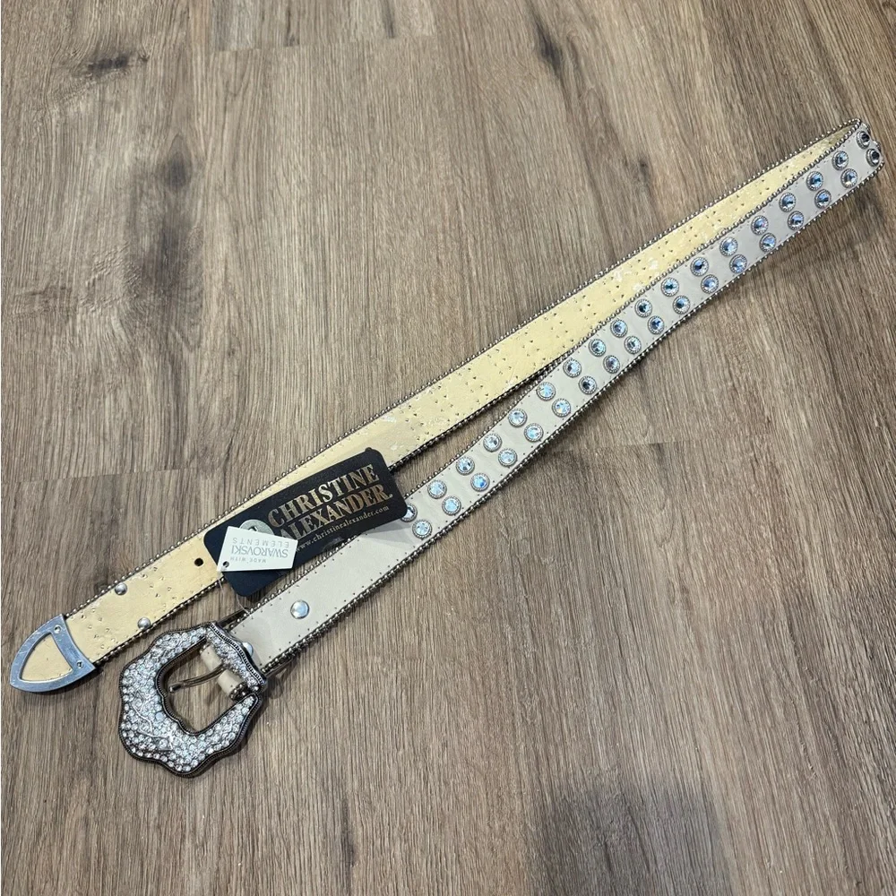 Christine Alexander Cream Belt‎ with Silver Accents